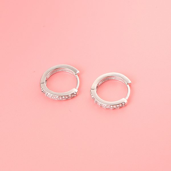 Half Eternity Moissanite Sterling Silver Hoop Earrings small