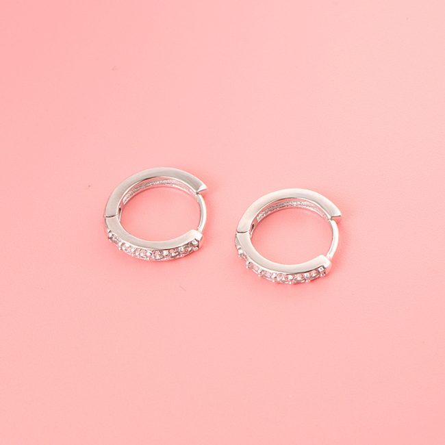 Half Eternity Moissanite Sterling Silver Hoop Earrings small