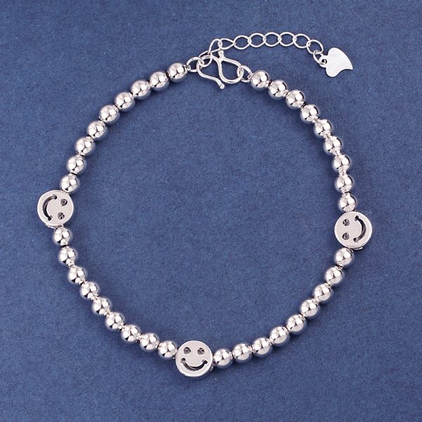 Picture of Happy Smile Face & Bead Sterling Silver Bracelet for Women