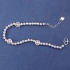 Happy Sterling Silver Smile Face & Bead Bracelet Women left