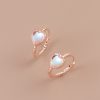 Heart Moon Stone Women Silver Hoop Earrings for gold color