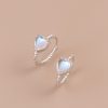 Heart Moon Stone Women Silver Hoop Earrings for gold silver