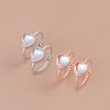 Heart Moon Stone Silver Hoop Earrings For Women
