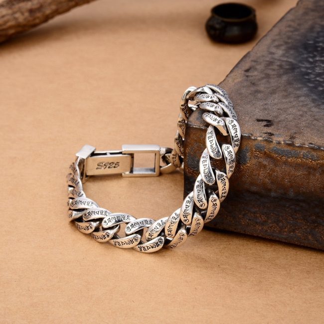 Sterling Silver Bold Curb Chain Bracelet for men