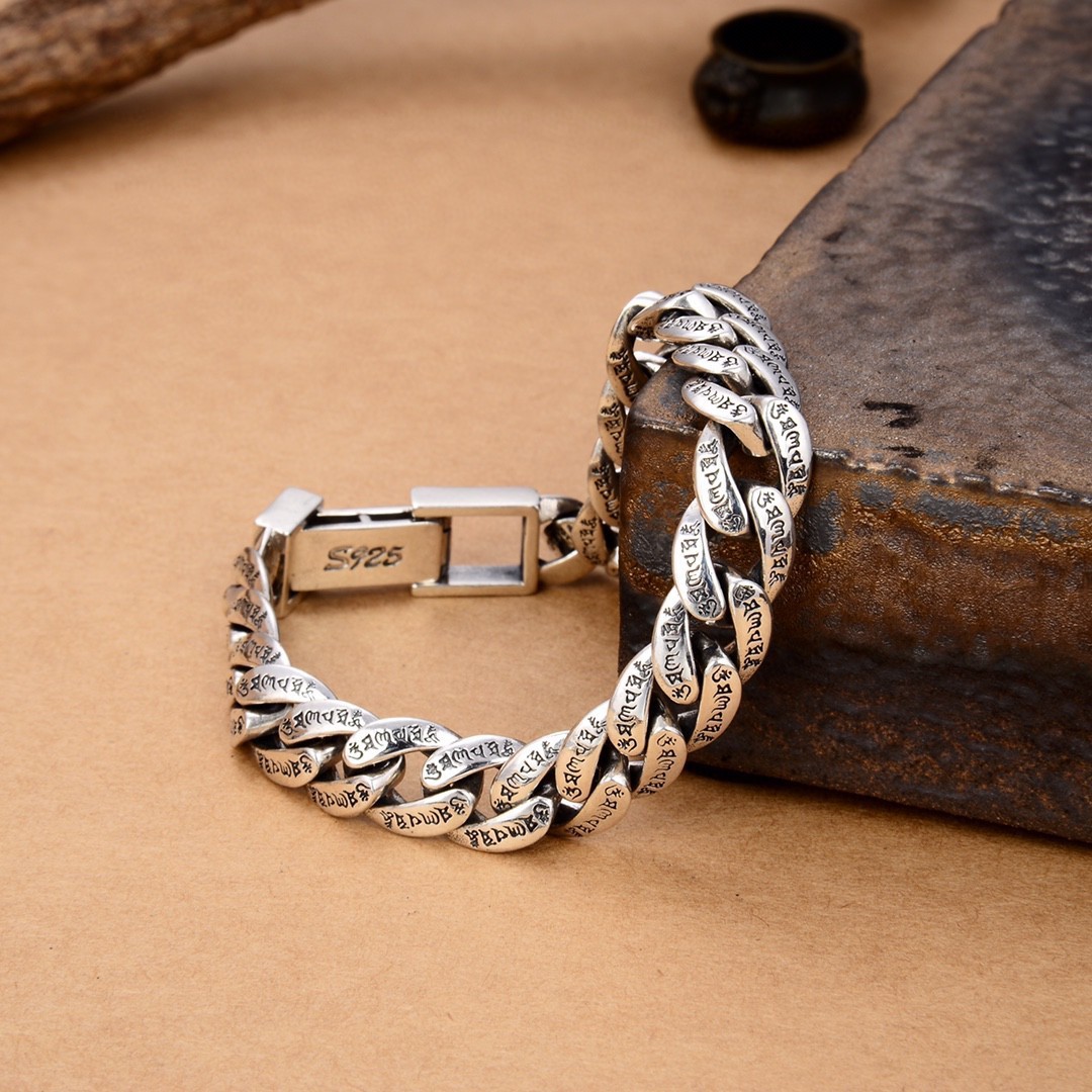 Sterling Silver Bold Curb Chain Bracelet for men