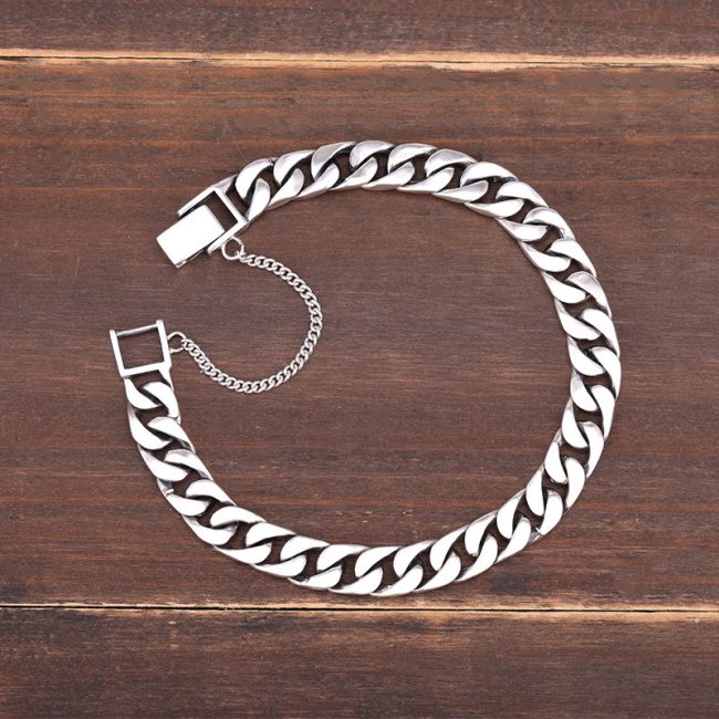 Sterling Silver Fashion Curb Chain Bracelet for men