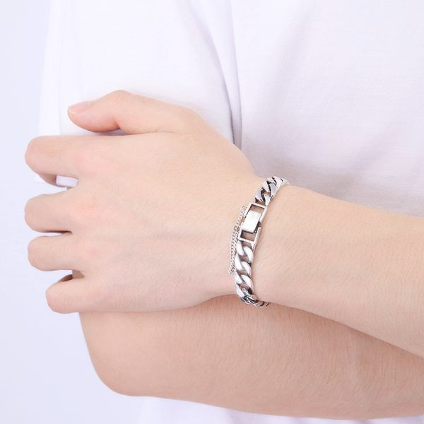 Sterling Silver Fashion Curb Chain Bracelet for men