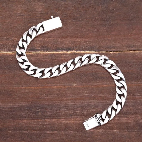 Men's Sterling Silver Polishing Curb Chain Bracelet