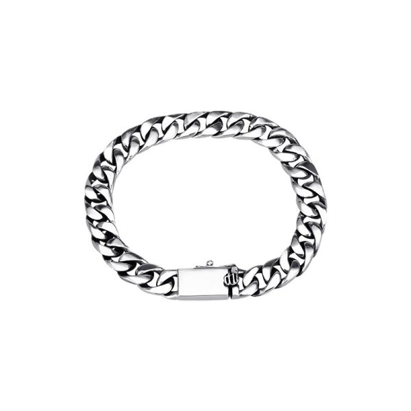 Men's Sterling Silver Polishing Curb Chain Bracelet