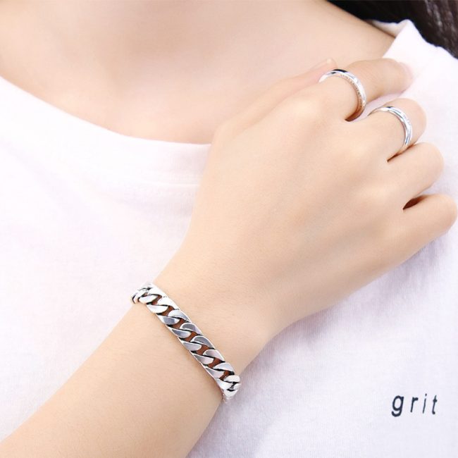 Sterling Silver Polishing Curb Chain Bracelet for men