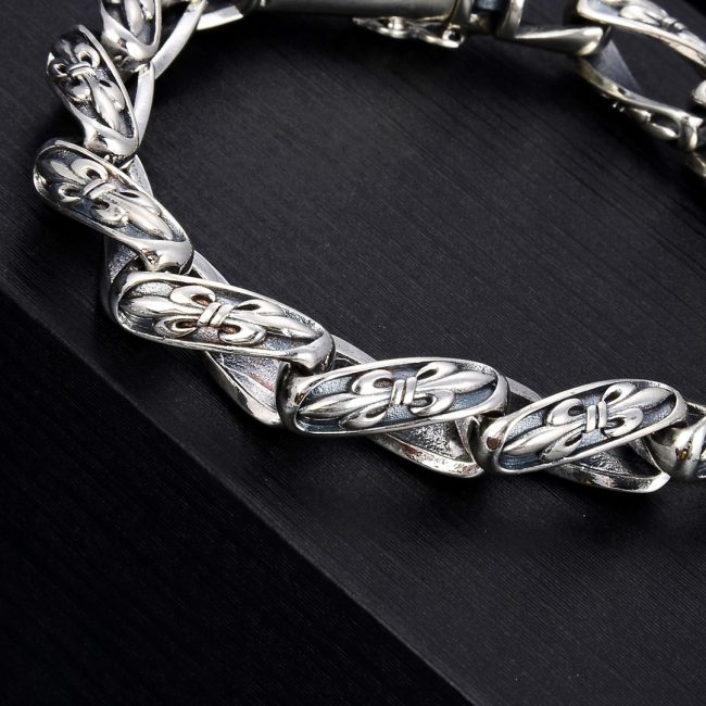 Men's Sterling Silver Vintage Hip Hop Bracelet