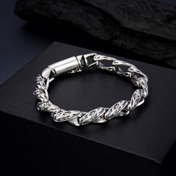 Men's Sterling Silver Vintage Hip Hop Bracelet