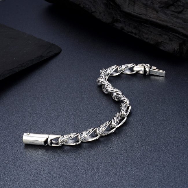 Men's Sterling Silver Vintage Hip Hop Bracelet