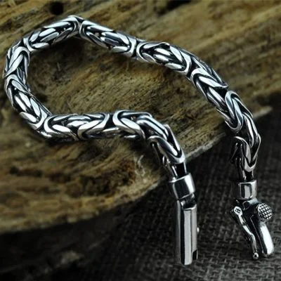 Peace Pattern Handmade 925 sterling silver bracelet for men, handmade of 925 sterling silver, 5 size available