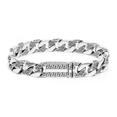 Solid 925 sterling silver Cuban link bracelet for men, high-polished luxury jewelry style.