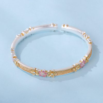 Picture of Pure Love Cherry Blossoms Sterling Silver Bangle for women