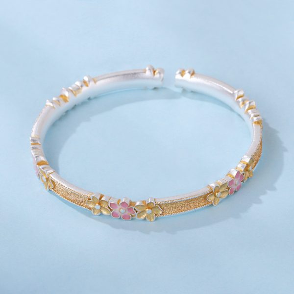 Picture of Pure Love Cherry Blossoms Sterling Silver Bangle for women