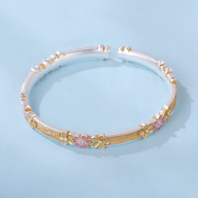Picture of Pure Love Cherry Blossoms Sterling Silver Bangle for women