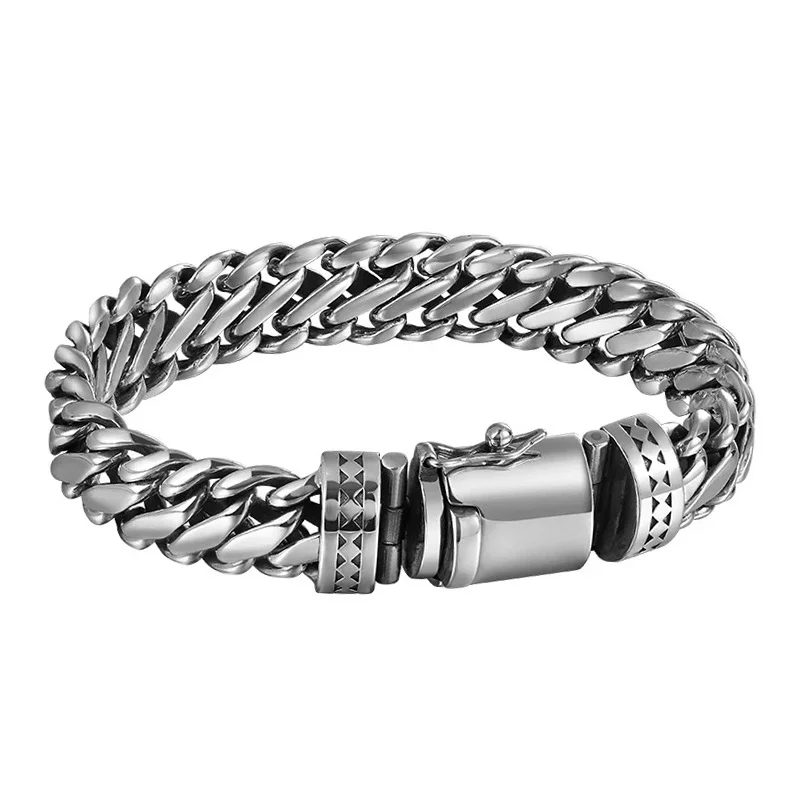 Extra Bold Urban Hip Hop Men's Sterling Silver Link Bracelet