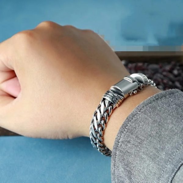 S925 Silver Bold Style Personalized Punk Hip Hop Bracelet video thumbnail