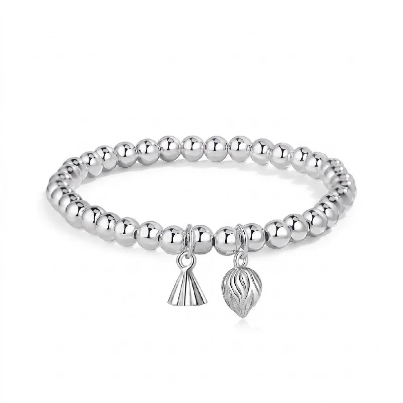silver Bead bracelets for women, handmade of 925 sterling silver