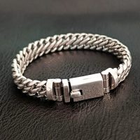 Personalized Trend Punk Hip-Hop Rock silver bracelet for men, made of 925 sterling silver, handmade