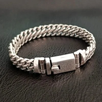 Personalized Trend Punk Hip-Hop Rock silver bracelet for men, made of 925 sterling silver, handmade