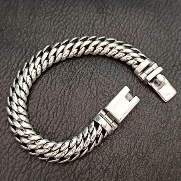 Personalized Trend Punk Hip-Hop Rock Silver Bracelet For Men, weight about 52 - 62g