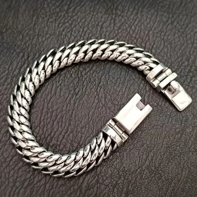 Personalized Trend Punk Hip-Hop Rock Silver Bracelet For Men, weight about 52 - 62g