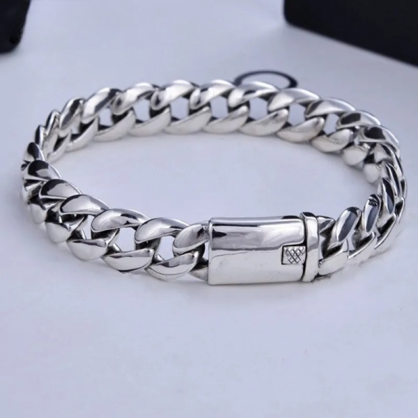 Punk Hip-hop Lettering Cuban Chain 925 silver bracelet for men, 5 size available, made of 925 sterling silver