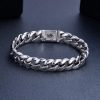 Punk Hip-hop Lettering Cuban Chain 925 Silver Bracelets For Men