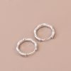 Simple Bamboo Sterling Silver Hoop Earrings Left
