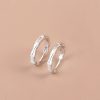 Simple Bamboo Sterling Silver Hoop Earrings front