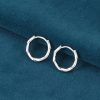 Simple Bamboo Sterling Silver Hoop Earrings right