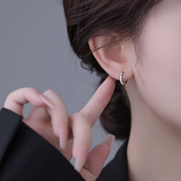 Simple Bamboo Sterling Silver Hoop Earrings video thumbnail