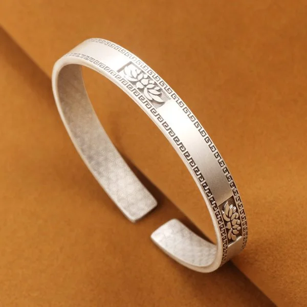 Solid 999 Sterling Silver Frosted Bangle bracelet