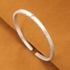 Solid 999 Sterling Silver Frosted Bangles With Moon