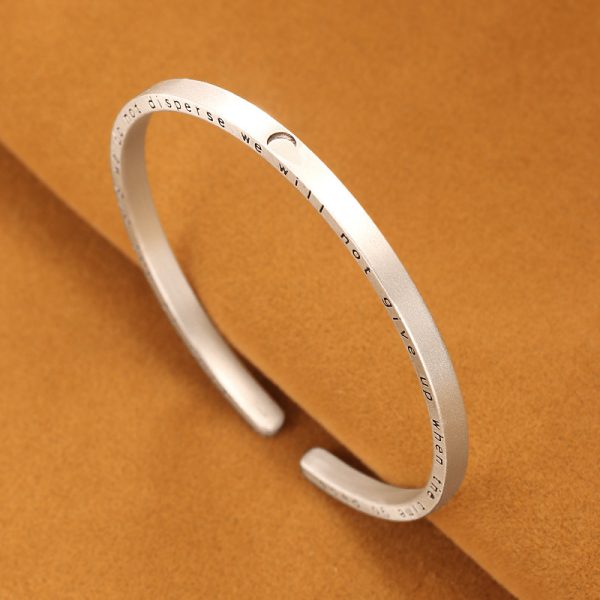 Solid 999 Sterling Silver Frosted Bangles With Moon