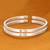 Solid 999 sterling silver bangles for women, frosted bangles with moon and sun, sun and moon are engraved on the surface of the bangle