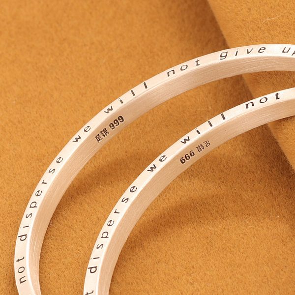 Solid 999 Sterling Silver Frosted Bangles With Moon and Sun detailview