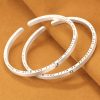 Solid 999 Sterling Silver Frosted Bangles With Moon and Sun, left view
