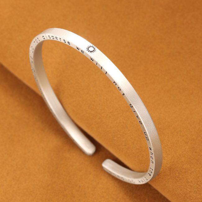 Solid 999 Sterling Silver Frosted Bangles With Sun