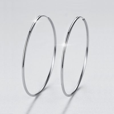 Sparkling Shine Sterling Silver Hoop Earrings Large
