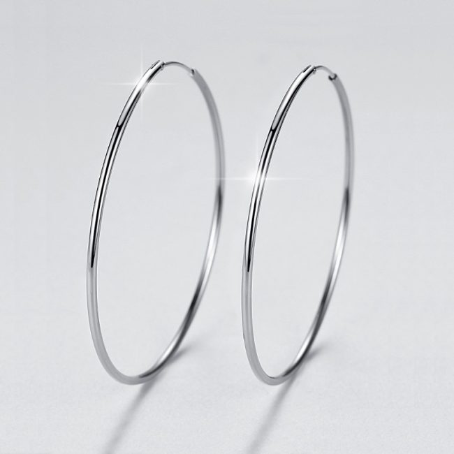 Sparkling Shine Sterling Silver Hoop Earrings Large