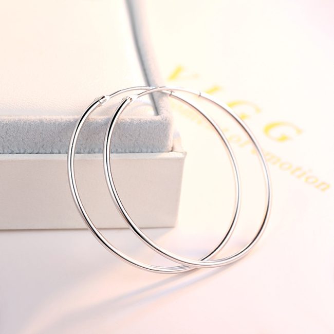 Sparkling Shine Sterling Large Silver Hoop Earrings