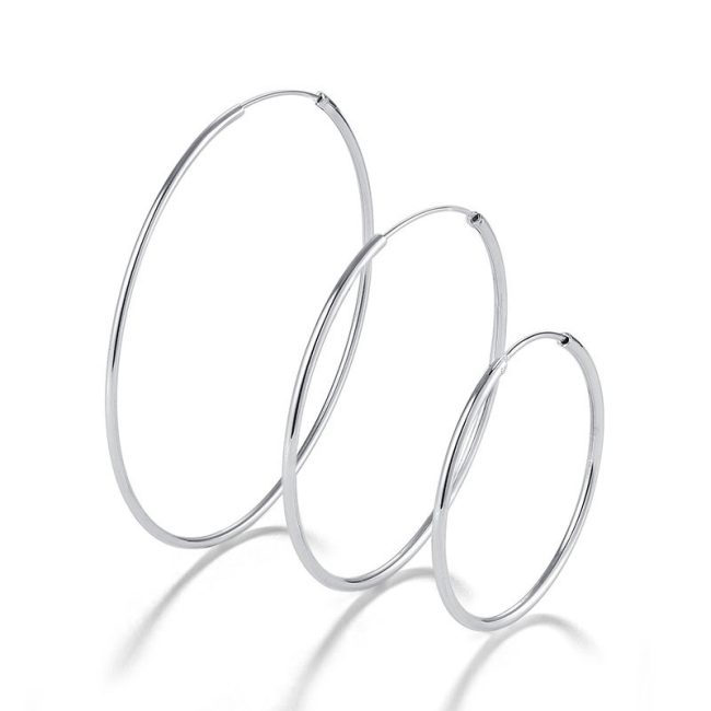 Sparkling Shine Sterling Large Silver Hoop Earrings size