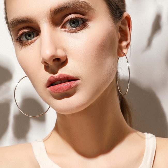 Sparkling Shine Sterling Silver Hoop Earrings Large for women