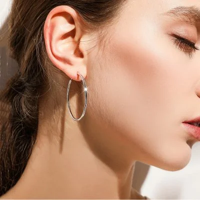 Sparkling Shine Sterling Silver Hoop Earrings Large for women