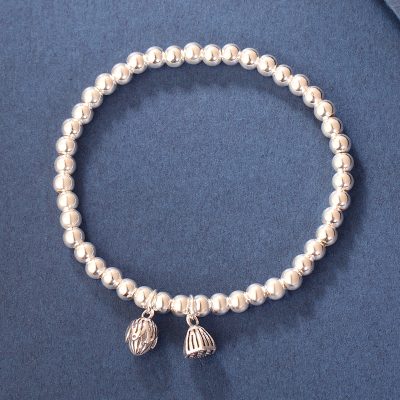Bead sterling silver bracelets for women, handmade of 925 sterling silver