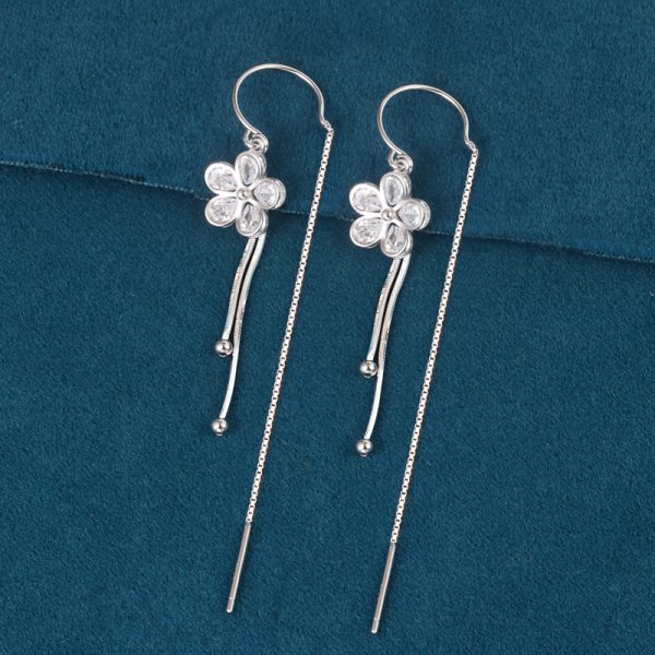 Tassel Drop Earrings In Sterling Silver, silver drop earring for women